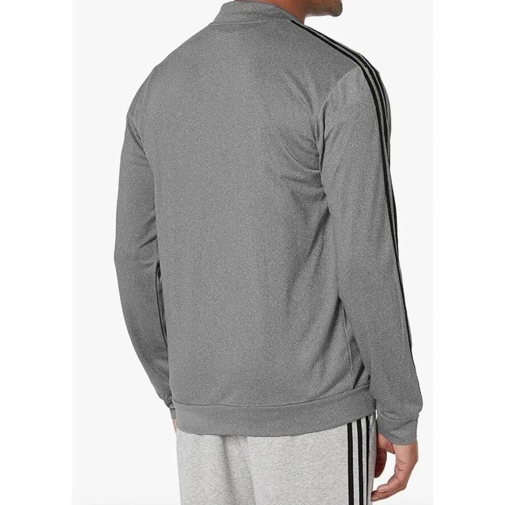 NWT - Adidas Mens Full Zip Track Jacket Gray Three Stripe Lightweight Sportswear